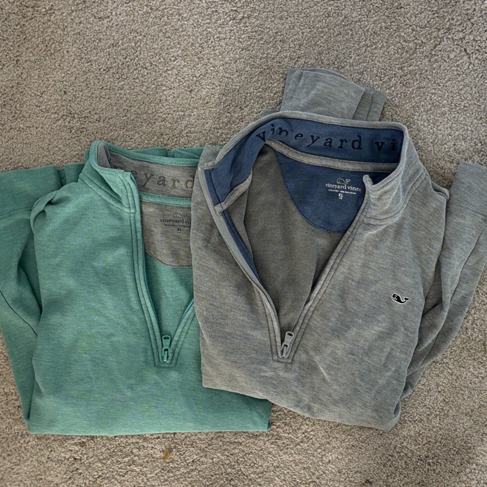 2  Vineyard Vines boy 1/4  Zip-Up Sweaters